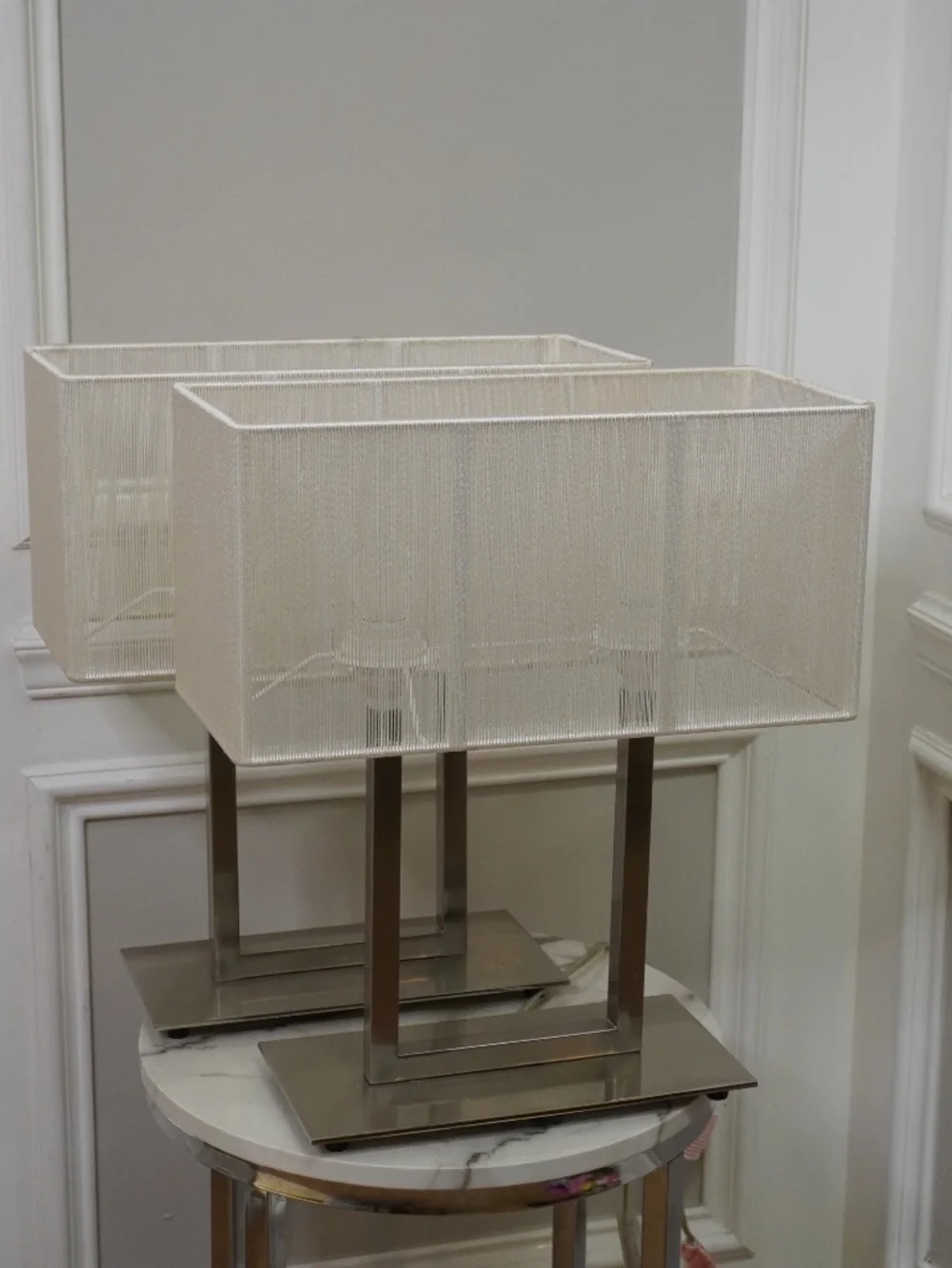 Crate&Barrel Set of Lamps with Silver Base
